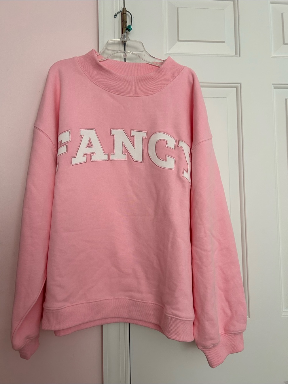 Shop Fancy Powder Pink/ White Oversized Fleece Mockneck L/XL